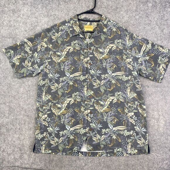 Tommy Bahama Hawaiian Camp Shirt Mens Large Silk Floral All Over tropical - Picture 1 of 8